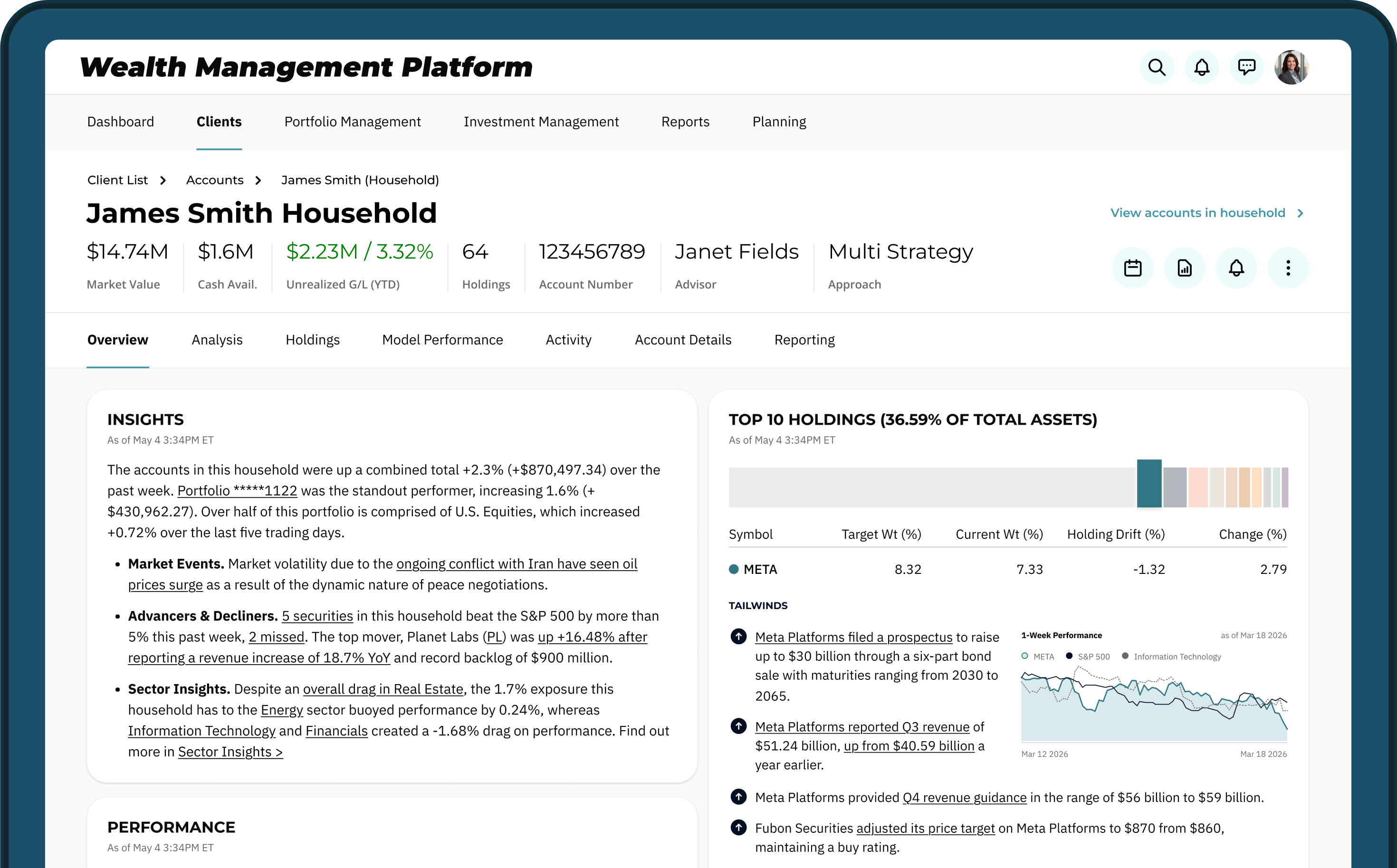 Wealth Management platform view